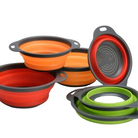 Collapsible Drain Basket Manufacturer - OEM/ODM Custom Collapsible Round Vegetable Fruit Pasta Drain Basket Silicone