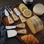 Cheese Board Tools Set Factory - OEM/ODM Custom Kitchen Gadgets Stainless Steel Cheese Knives Oak Wood Holder Stand Set