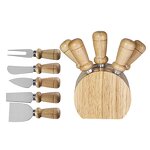 Cheese Tools Set Manufacturer - OEM/ODM Custom Kitchen Gadgets Cheese Tools Stainless Steel Cheese Knives Oak Wood Holder