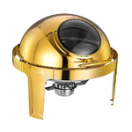 Chaffing Dish Buffet Food Warmer Factory - Custom Logo Household Gold Round 6L Visible Window Home Stainless Steel