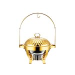 Buffet Food Warmer Factory - Home Kitchenware Household Round Stainless Steel 8L Gold Luxury Chaffing Dish Storage