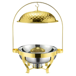 Buffet Food Warmer Factory - Home Kitchenware Household Round Stainless Steel 8L Gold Luxury Chaffing Dish Storage