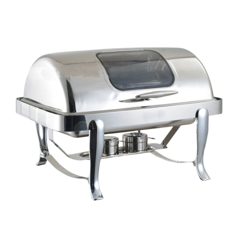 Food Display Warmer Manufacturer - Household Luxury Stainless Steel 9L Rectangle Silver Hot Pot Food Warmer Set