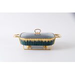 Porcelain Rectangular Baking Racks and Trays Factory - Hot Selling Luxury Household Wedding 15 Inch 2.3L Chafing Dish