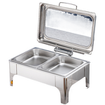Food Display Warmer Manufacturer - Household Luxury Stainless Steel 9L Rectangle Silver Hot Pot Food Warmer Set
