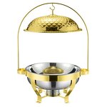 Buffet Food Warmer Factory - Home Kitchenware Household Round Stainless Steel 8L Gold Luxury Chaffing Dish Storage