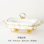 Porcelain Rectangular Hot Pot Food Warmer Manufacturer - Home Kitchen Stocked 13 Inch Soup Serving Dish Storage