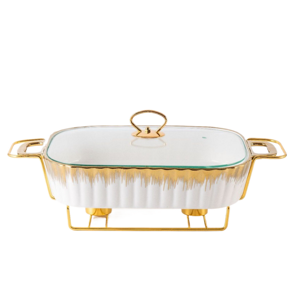 Porcelain Rectangular Baking Racks and Trays Factory - Hot Selling Luxury Household Wedding 15 Inch 2.3L Chafing Dish