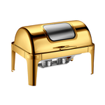Hot Pot Food Warmer Set Manufacturer - Best Selling Household Luxury Gold 9L Rectangle Stainless Steel Chaffing Dish