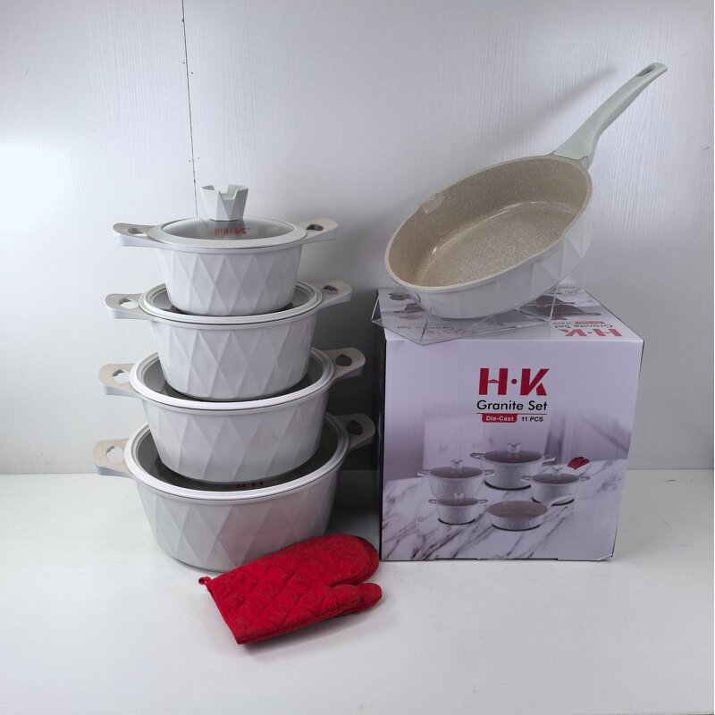 Non-Stick Cookware Set Factory - Stocked 11pcs 20+24+28+32+28cm Soup Pot Casserole With Glove Aluminium Alloy