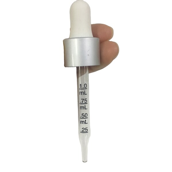 Matte Silver Glass Dropper Factory - OEM/ODM Custom 18mm Matte Silver Glass Dropper for Essential Oil Bottle