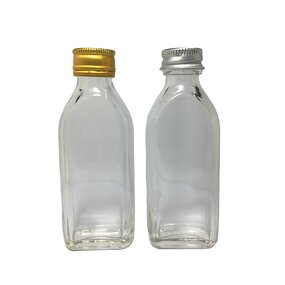 Mini Clear Glass Flask Bottle Factory - OEM/ODM Custom 25ml Mini Clear Glass Flask Bottle with Aluminum Cap