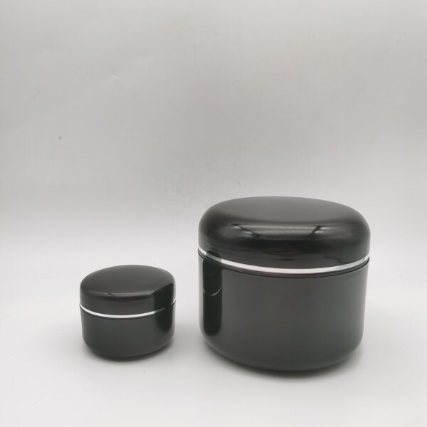 Plastic Cream Jar Factory - OEM/ODM Custom Black 2 oz Double Wall Plastic Cream Jar White Lid Less Fragile
