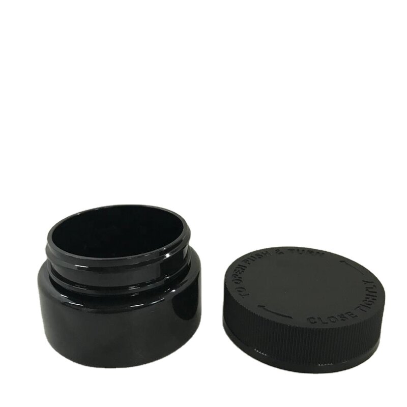 Black PET Plastic Jar Manufacturer - OEM/ODM Custom 2oz Black PET Plastic Jar with Childproof Screw Cap