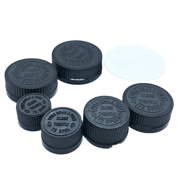 CRC Childproof Screw Top Cap Factory - OEM/ODM Custom CRC Childproof Screw Top Boston Round Glass Bottle Cap