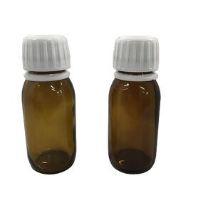 Amber Glass Syrup Bottle Factory - OEM/ODM Custom 60ml Amber Glass Syrup Bottle with White Temper Evident Screw Cap