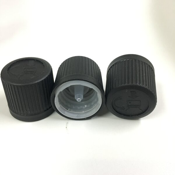 Black Tamper Evident Cap Factory - OEM/ODM Custom 18mm Black Tamper Evident Children Resistant Cap with Reducer