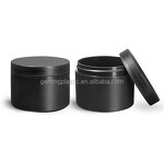Plastic Jars Factory - OEM/ODM Custom Frosted Black Polypro Straight Sided Jars with Black Lined Caps