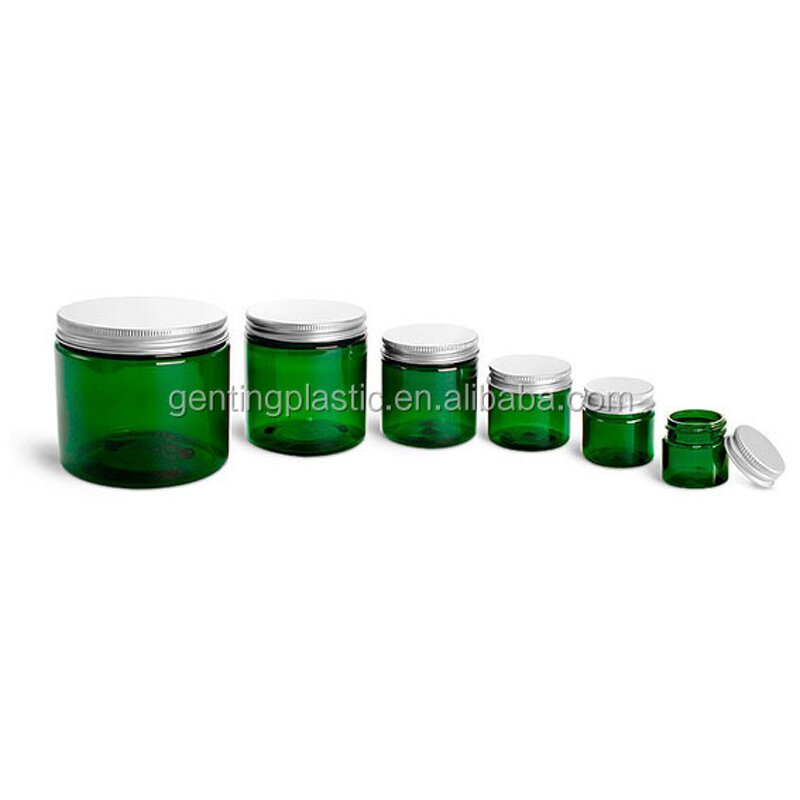 Plastic Jars Manufacturer - OEM/ODM Custom Green PET Straight Sided Jars for Body Cream