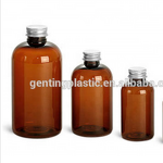 Plastic Bottles Factory - OEM/ODM Custom Amber PET Boston Rounds Plastic Bottles with Lined Aluminum Caps