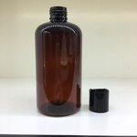 Amber PET Boston Rounds Factory - OEM/ODM Custom 8oz 16oz Amber PET Boston Rounds Plastic Bottles Black Disc Top Caps