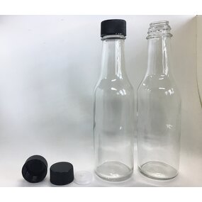 Glass Sauce Woozy Bottle Manufacturer - OEM/ODM Custom 150ml 5oz Transparent Glass Sauce Woozy Bottle with Black Screw Cap