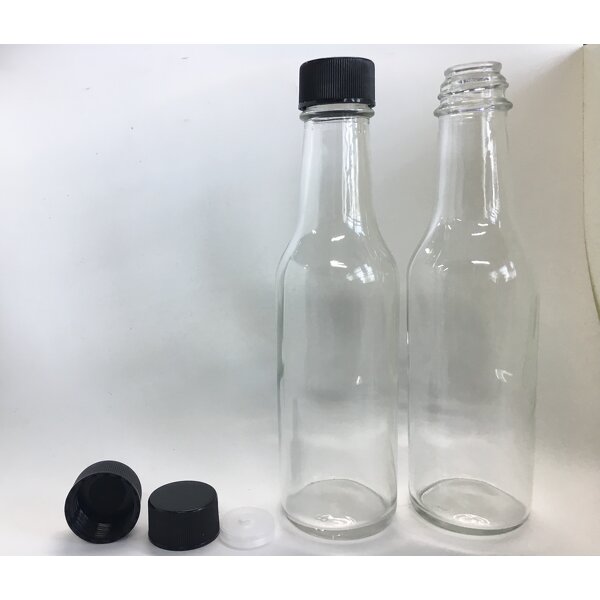 Glass Sauce Woozy Bottle Manufacturer - OEM/ODM Custom 150ml 5oz Transparent Glass Sauce Woozy Bottle with Black Screw Cap