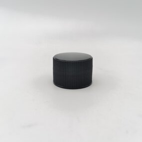 Black Ribbed Plastic Cap Factory - OEM/ODM Custom 24mm Black Ribbed Matte Top Plastic Cap with Induction Inner Seal