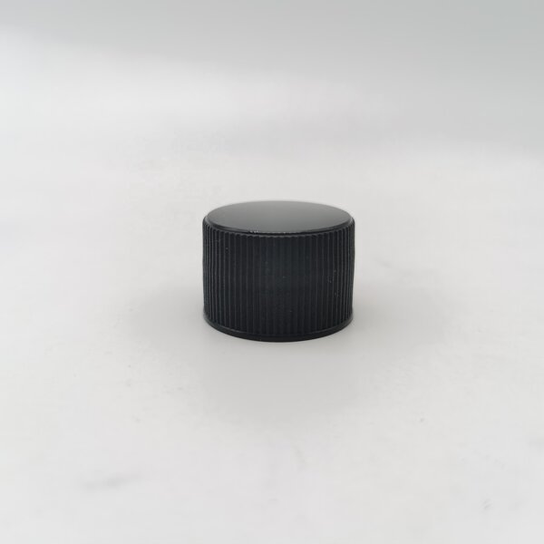 Black Ribbed Plastic Cap Factory - OEM/ODM Custom 24mm Black Ribbed Matte Top Plastic Cap with Induction Inner Seal