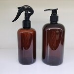 Hair Oil PET Bottles Factory - OEM/ODM Custom 16oz 500ml Amber Hair Oil Conditioner Pet Bottles with Trigger Sprayers