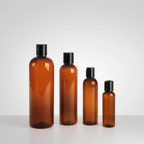 PET Plastic Bottle Manufacturer - OEM/ODM Custom 120ml PET Plastic Bottle Amber with Black Disc Pump Top Caps