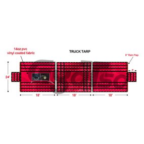 Flatbed Truck Cover Manufacturer - 24' X 18' 14OZ PVC Coated Red Nylon Tarp