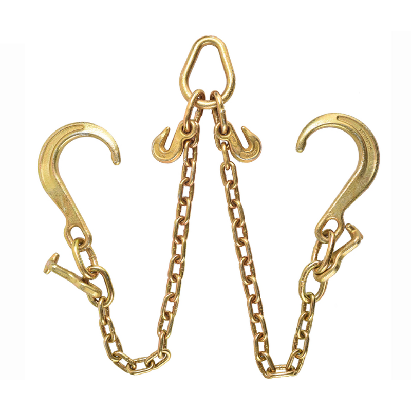 Tow Chain Manufacturer - G70 V-Chain Bride with T&J Hooks Clevis Grab Hook