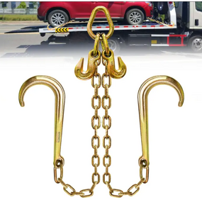 V Bridle Chain Manufacturer - GYATSO G80 5/16\"X2 FT with J Hooks Grab Hooks