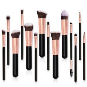 14 PCS Custom Logo Private Label Makeup Brush Set High Quality Matte Black Professional Foundation Pink Makeup Brushes