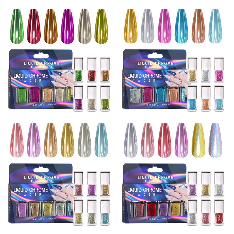 Nail Art Liquid MCB Laser Magic Mirror Powder Set Does Not Fly Powder with Magical Mirror Effect