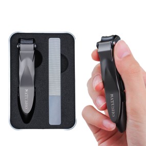 Wide Jaw Opening Nail Clipper with Sharp Curved Stainless Steel Blade Glass No Splash Fingernail Toenail Clippers File