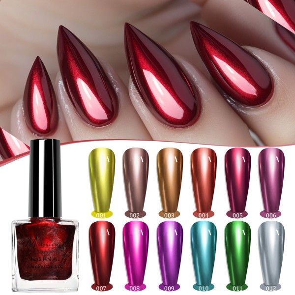 7ml Mirror UV Gel Nail Polish in 12 Colors Fast Drying and Long-Lasting for DIY Red Gold Nails No Need for Lamp