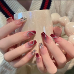 Wholesale Vendor Luxury Long Press on Nails 24 Piece False Artificial Fingernail Acrylic Private Label Fake Nails With Glue