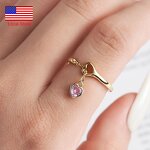 Women Rings Manufacturer - OEM/ODM Custom 925 Sterling Silver Love Heart Pastel Pink Heart Pendant Finger Ring