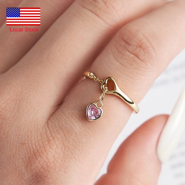Women Rings Manufacturer - OEM/ODM Custom 925 Sterling Silver Love Heart Pastel Pink Heart Pendant Finger Ring