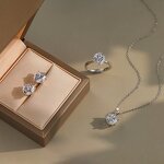 Silver Cross Necklace Earrings Set Manufacturer - OEM/ODM Custom Silver Cross Necklace Earrings Set 8A CZ Wedding Jewelry Set