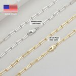 Hiphop Chain Factory - OEM/ODM Custom S925 Sterling Silver 3mm 14K Gold Plated Curb Paperclip Chain
