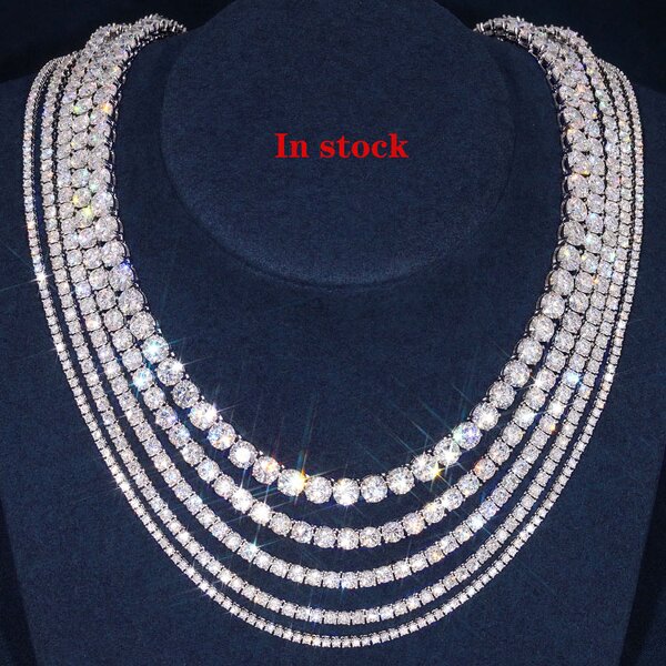Iced Out Tennis Chain Necklace Manufacturer - OEM/ODM Custom Pass Diamond Tester Hip Hop 925 Silver Tennis Chain Necklaces