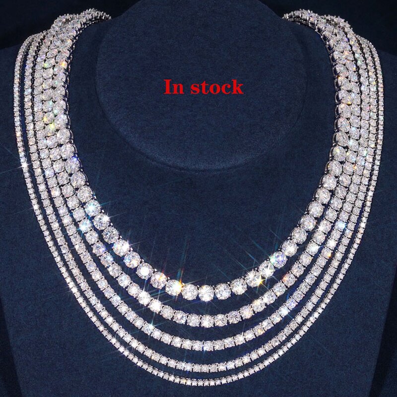 Iced Out Tennis Chain Necklace Manufacturer - OEM/ODM Custom Pass Diamond Tester Hip Hop 925 Silver Tennis Chain Necklaces