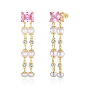 Split Hoop Huggie Earrings Factory - OEM/ODM Custom New Arrivals Freshwater Pearl 14K Gold Plated Split Hoop Huggies