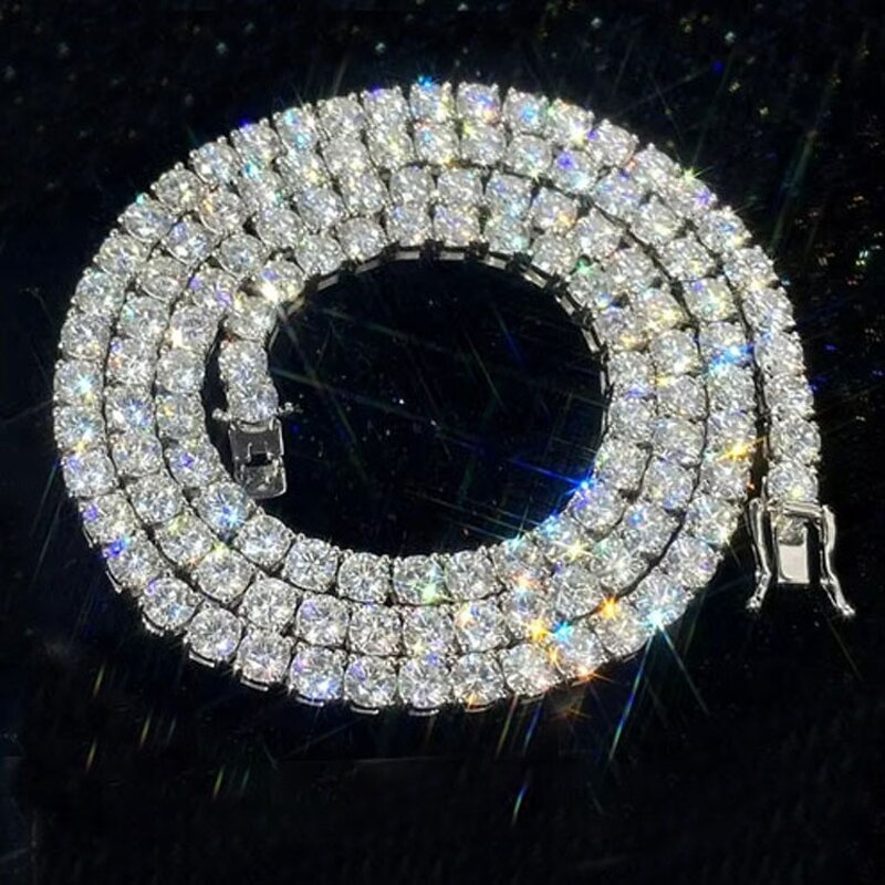 Moissanite Tennis Chain Factory - OEM/ODM Custom Wholesale Factory Price 925 Silver Iced Out Tennis Chain