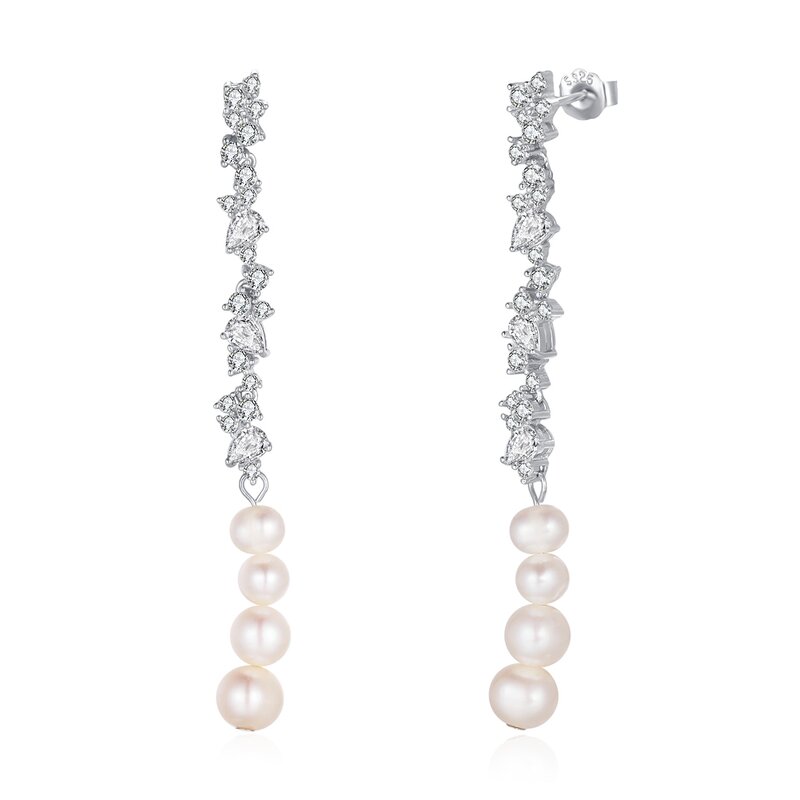 Pearl Drop Long Chain Earrings Factory - OEM/ODM Custom Hypoallergenic 925 Silver Stud Earrings Pearl Drop Long Chain