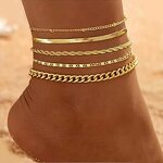 Gold Plated Anklet Bracelets Factory - OEM/ODM Custom 14K Gold Plated Anklet Bracelets 925 Silver Heart Bead Chain Layered