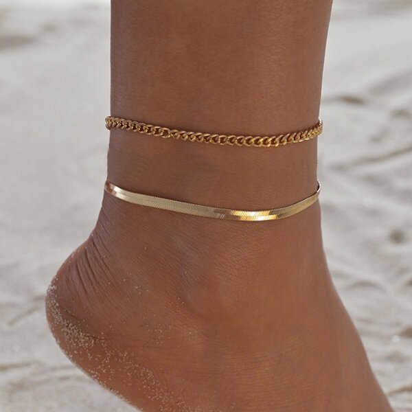 Purple Mica Gold Multilayer Anklet Factory - OEM/ODM Custom Purple Mica Gold Multilayer Adjustable 925 Silver Ankle Bracelets